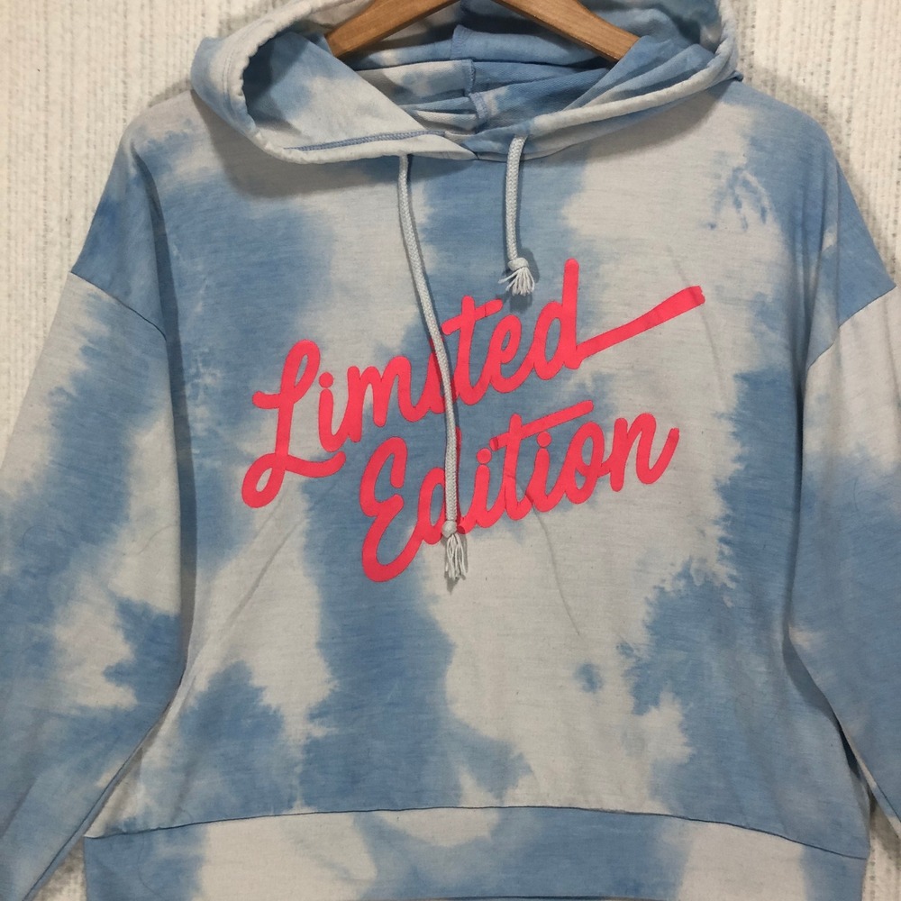 Daisy May Blue Tie Dye Limited Edition Pink Graphic Hoodie Sweatshirt Large